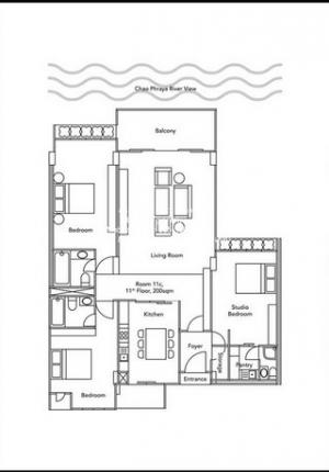 ให้เช่าคอนโด ริเวอร์ เฮ้าส์ คอนโดมิเนียม (River House Condominium) วิวแม่น้ำเจ้าพระยา ชั้น 11 200 ตร.ม. 3 น 3 น้ำ ราคา 70,000 บาท/เดือน  ภาพที่ 5