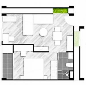 2นอน Vento Condo เกษตร-นวมินทร์ ซ.สุคนธสวัสดิ์  ชั้น3 ตึกA  เฟอร์ เครื่องใช้ไฟฟ้าครบ 1 น้ำ 43 ตร.ม. เป็นส่วนตัว ภาพที่ 8